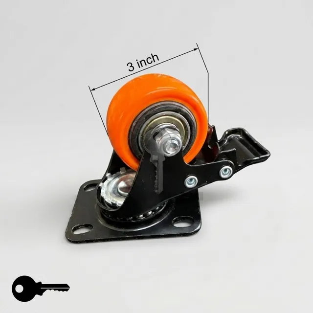 3 inch orange caster wheel with brake for trolleys and racks, Premium Gate & Frame Kariobangi